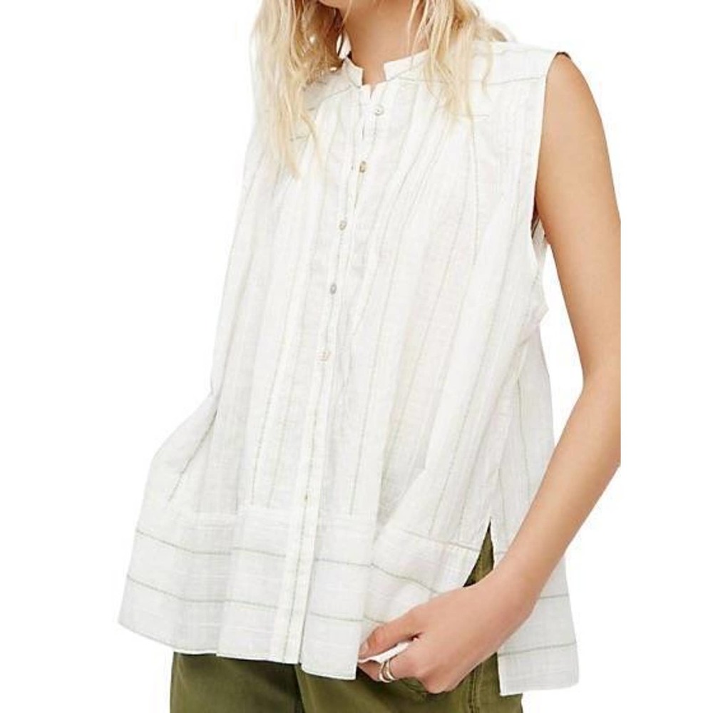 NWOT FREE PEOPLE SWINGING ON BY BUTTONDOWN TOP sz XS